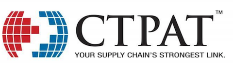 CTPAT logo with a red and blue mosaic-tile globe icon and the tagline "Your supply chain's strongest link."