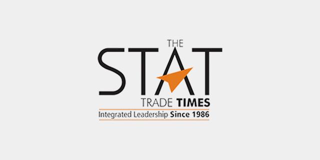 The STAT Trade Times logo with orange arrow and tagline Integrated Leadership Since 1986