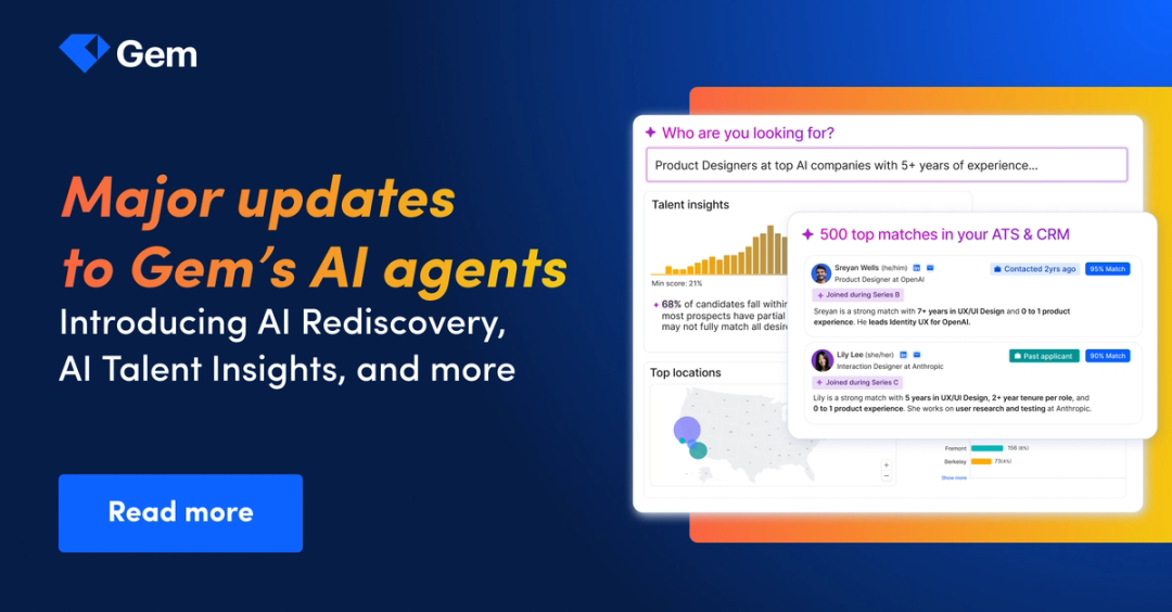 Major updates to Gem's AI agents: AI Rediscovery, AI Talent Insights, and more