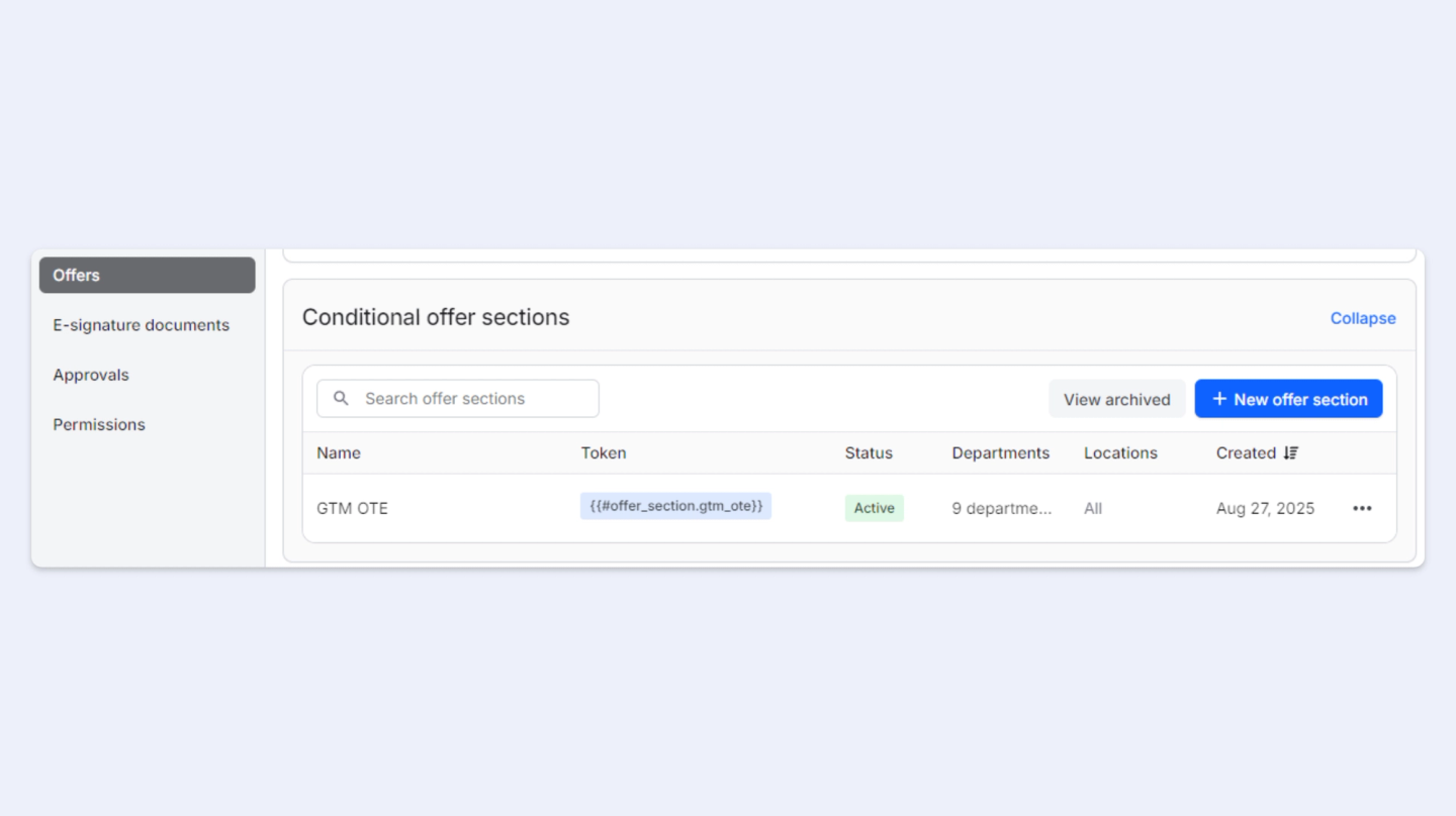 Conditional offers section