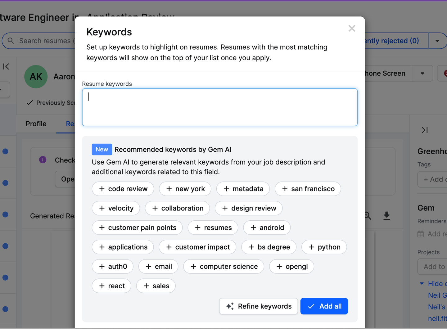 App Review Keywords