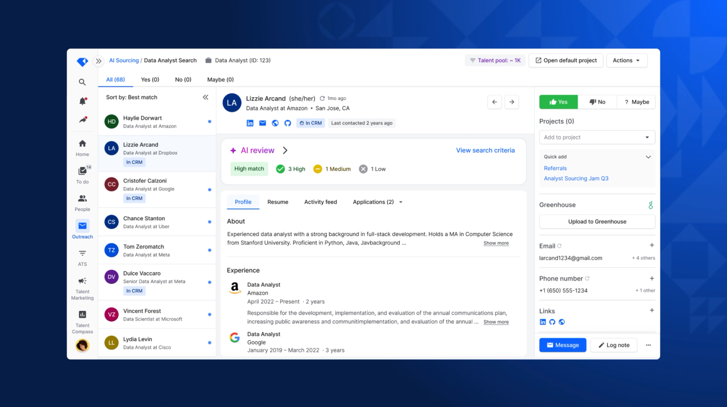 AI Sourcing: Full Product Screenshot