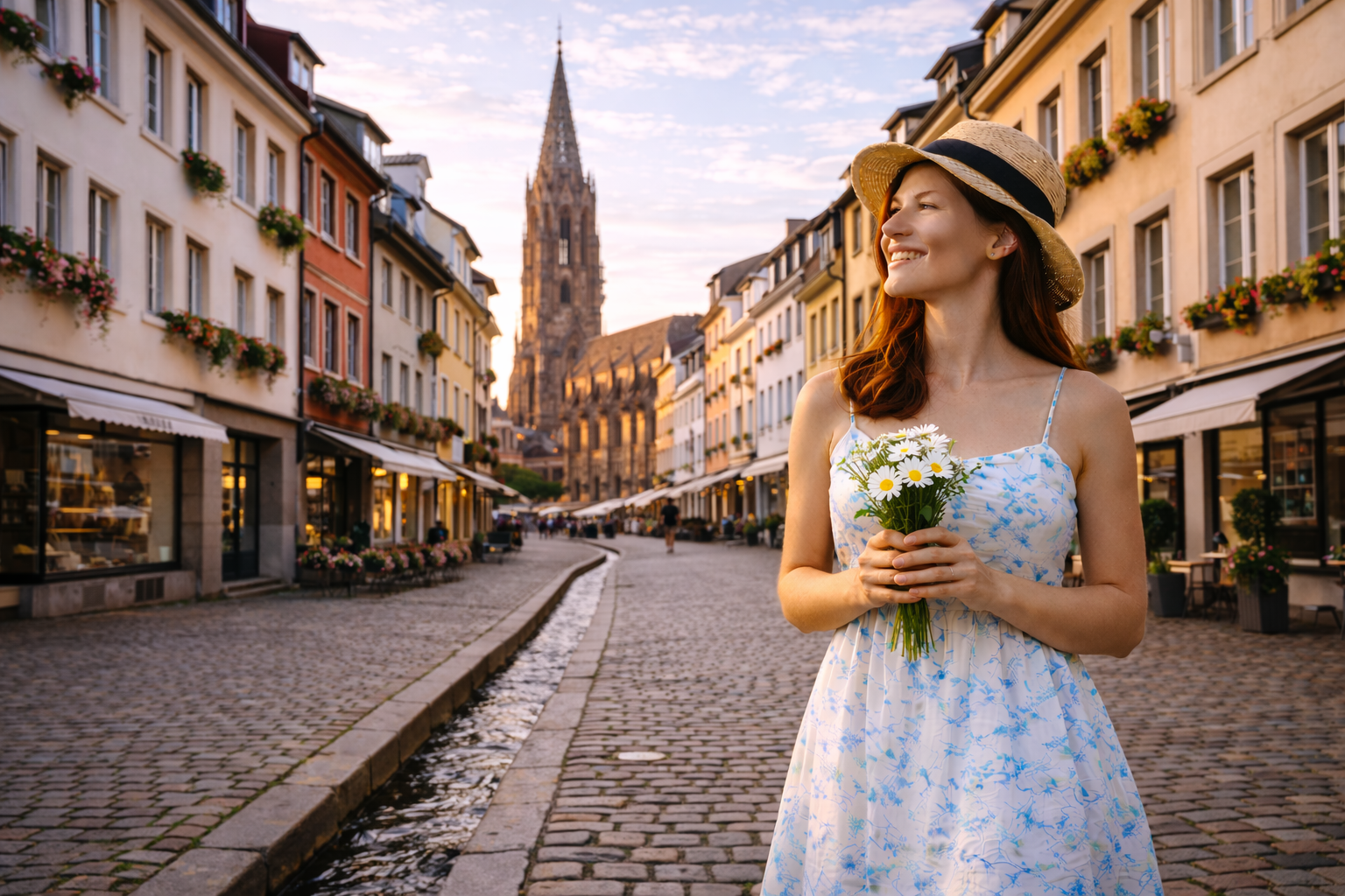 Woman experiences the city thanks to the luggage storage in Freiburg by BagBuddy24