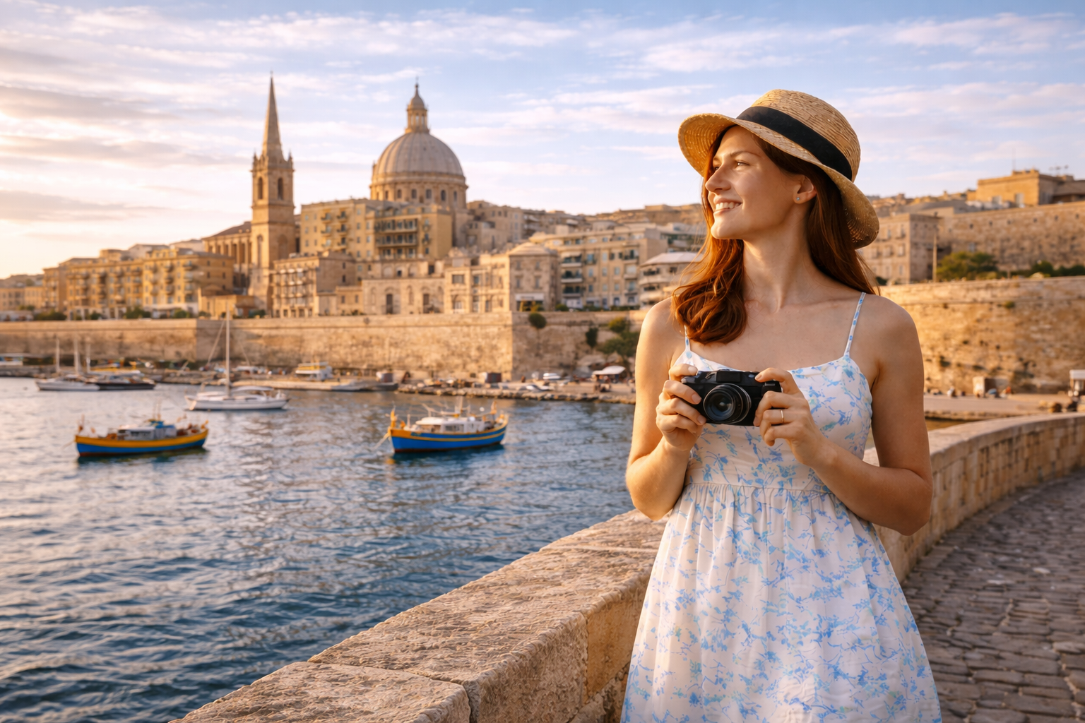Luggage Storage Malta - Woman enjoys Valletta