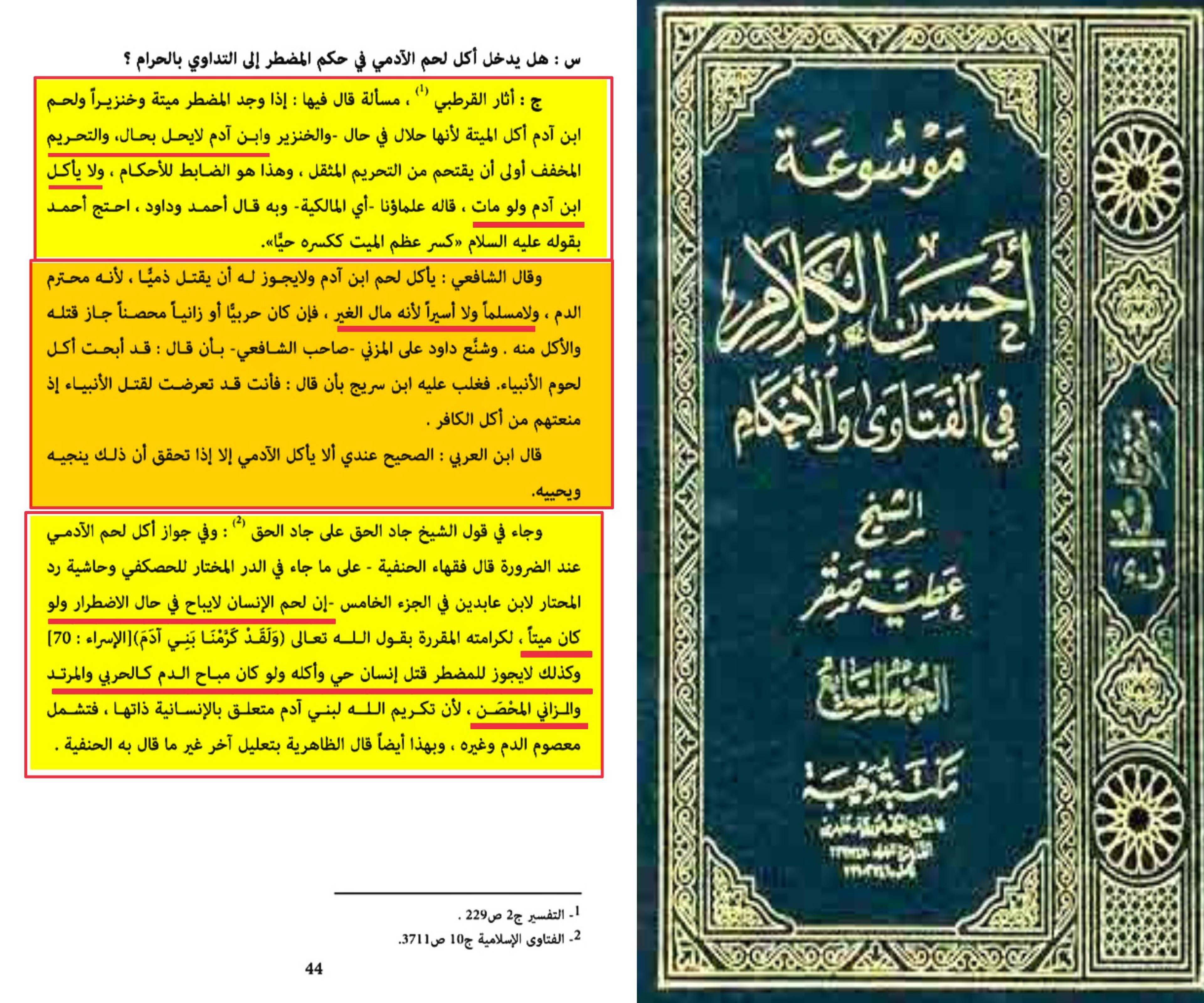 وابن آدم لا يحل مجال، ولا يأكل ابن آدم ولو مات، قاله علماؤنا