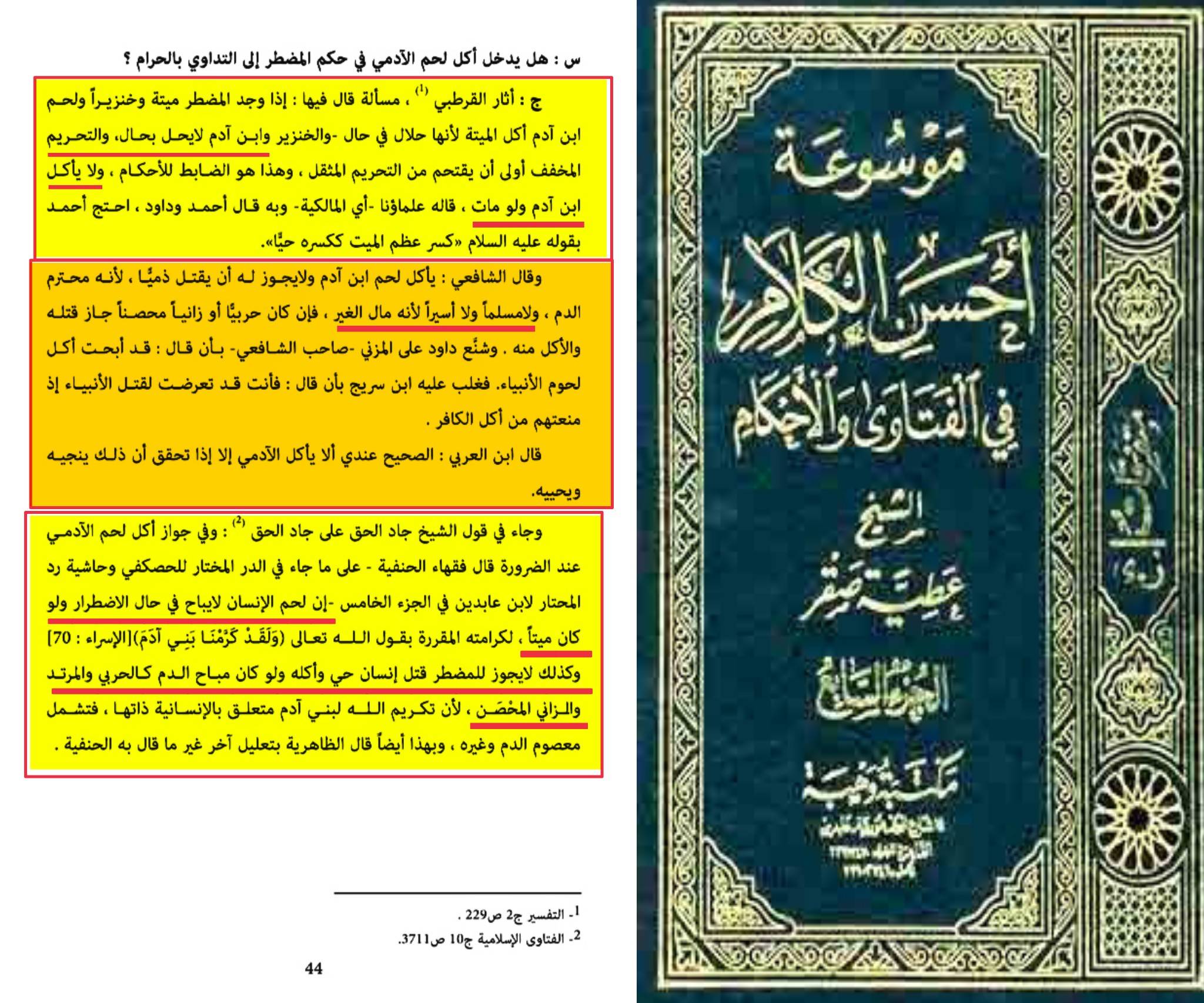 وابن آدم لا يحل مجال، ولا يأكل ابن آدم ولو مات، قاله علماؤنا