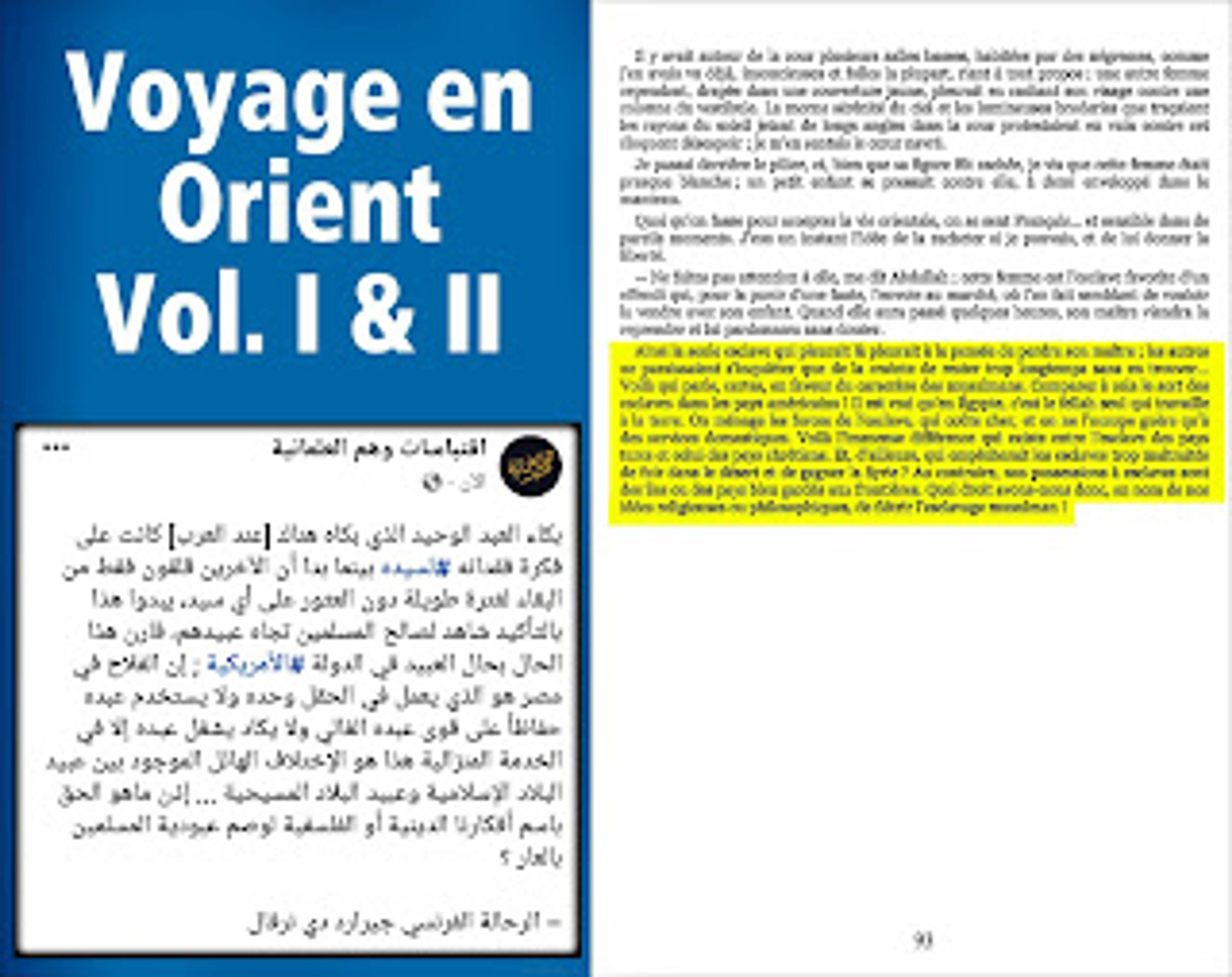 الأديب الفرنسي جيرارد دي نرفال حين زار العرب وكتب متحدثاً عن سوق النخاسة هناك قائلاً :