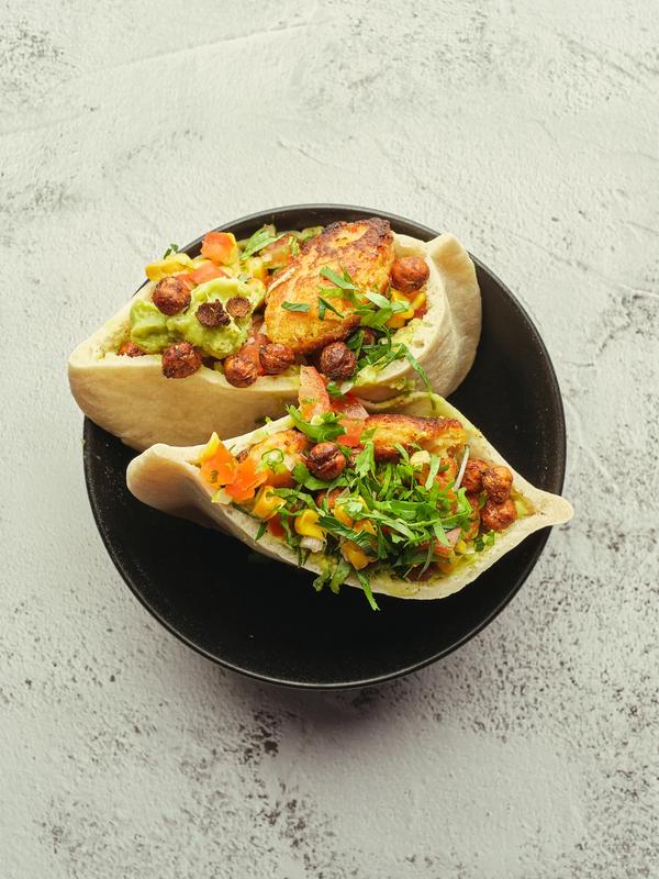 Pita, falafel og guacamole