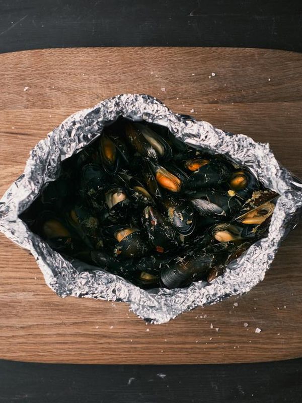 Blåskjell på grillen