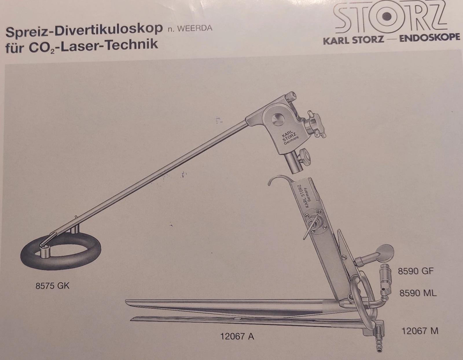 Technical Storz illustration of the Weerda distending diverticuloscope.