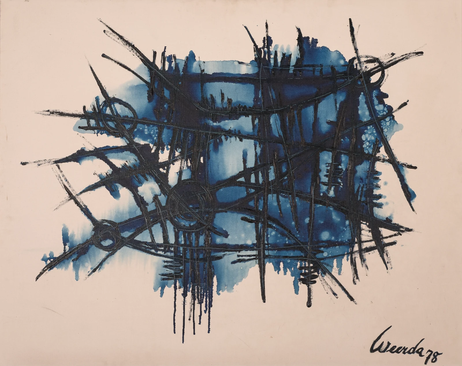 Blaue Kalligraphie