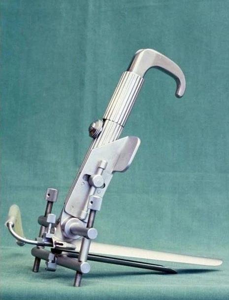 Prototype of the distending laryngoscope, developed by Hilko Weerda with Mr Pedersen in 1977.