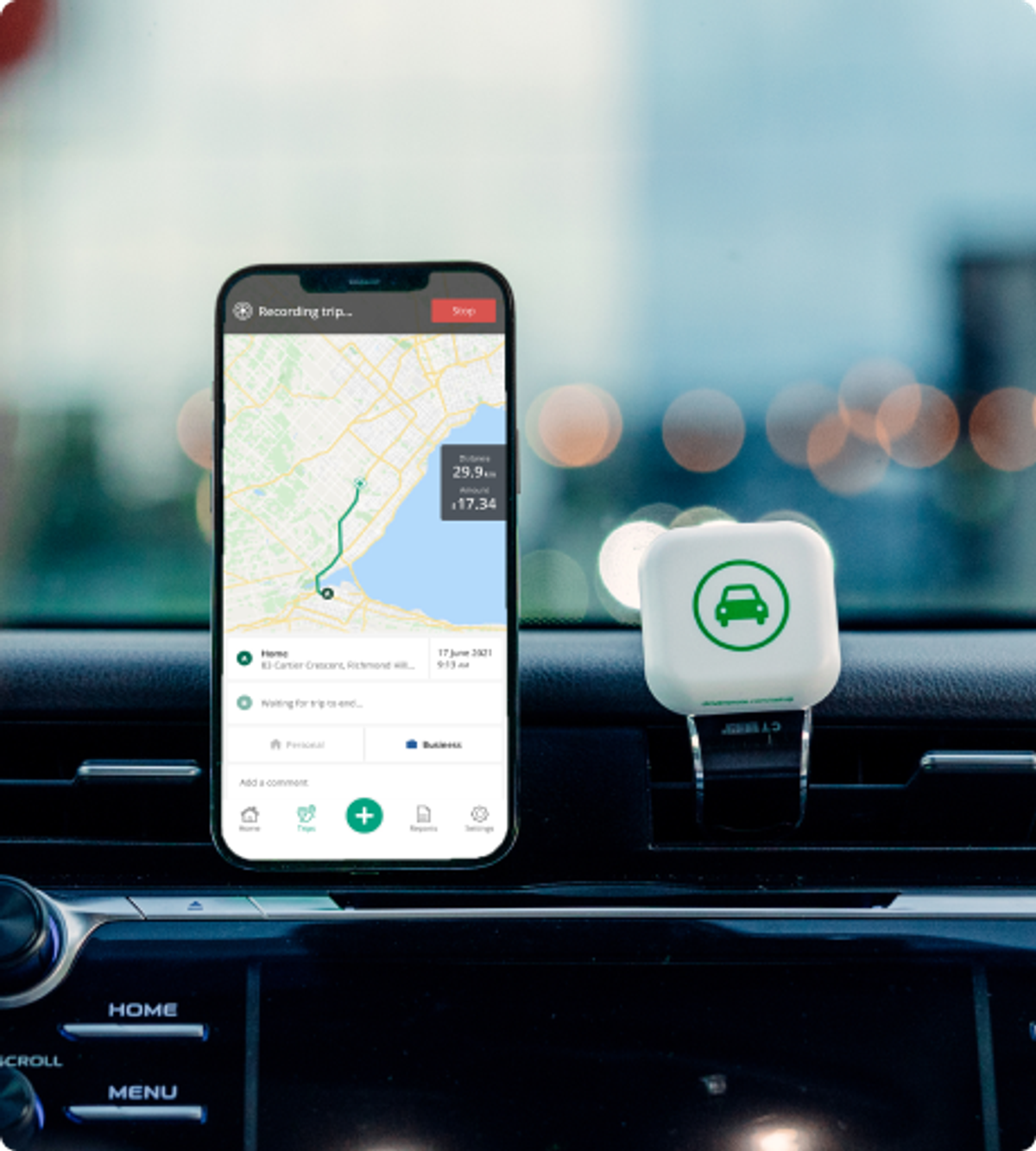 The Driversnote app and beacon 