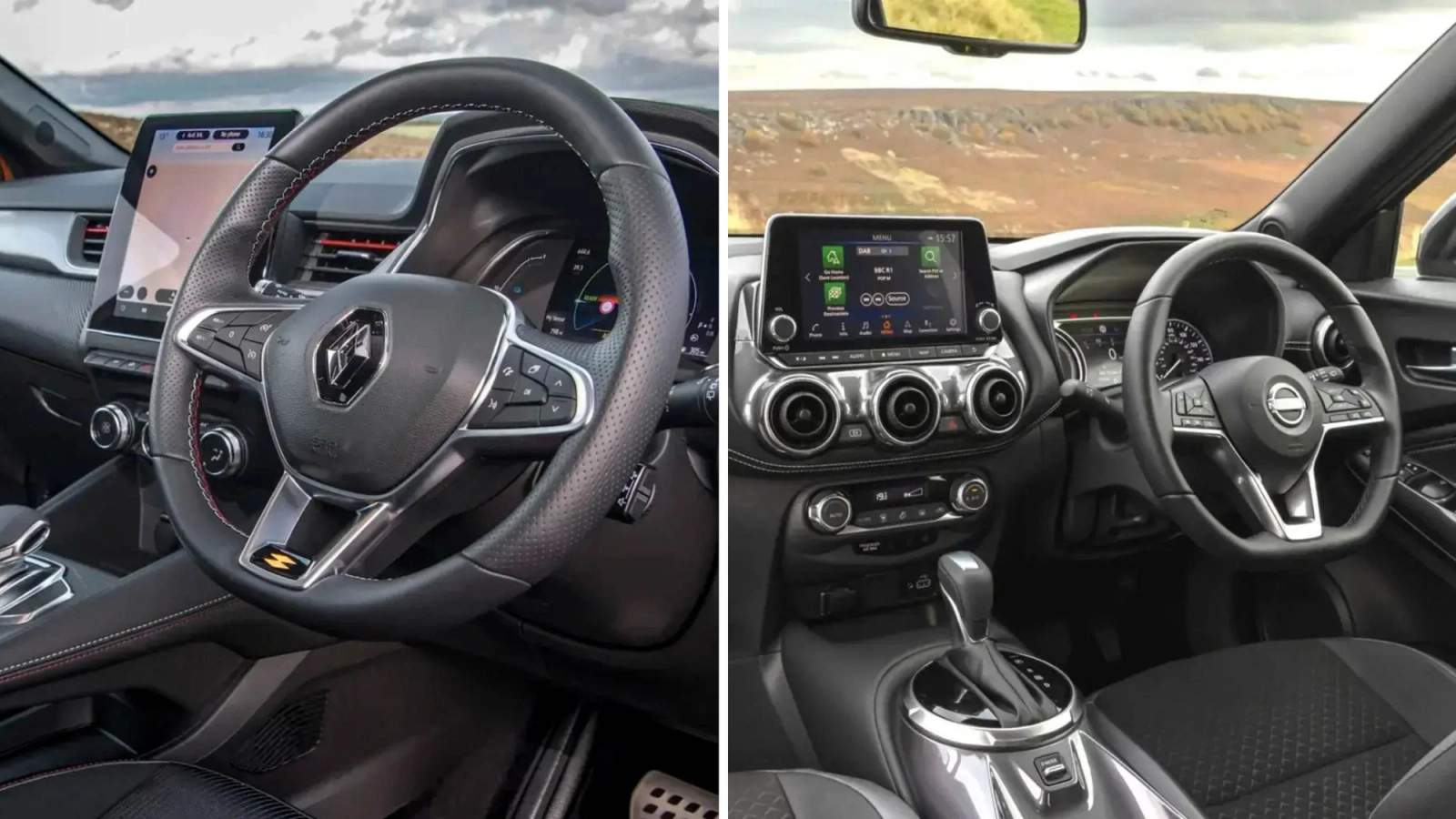 Renault Captur and Nissan Juke interiors side by side