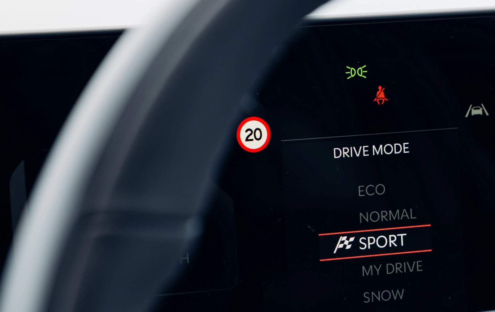 Traffic sign on driver's display 
