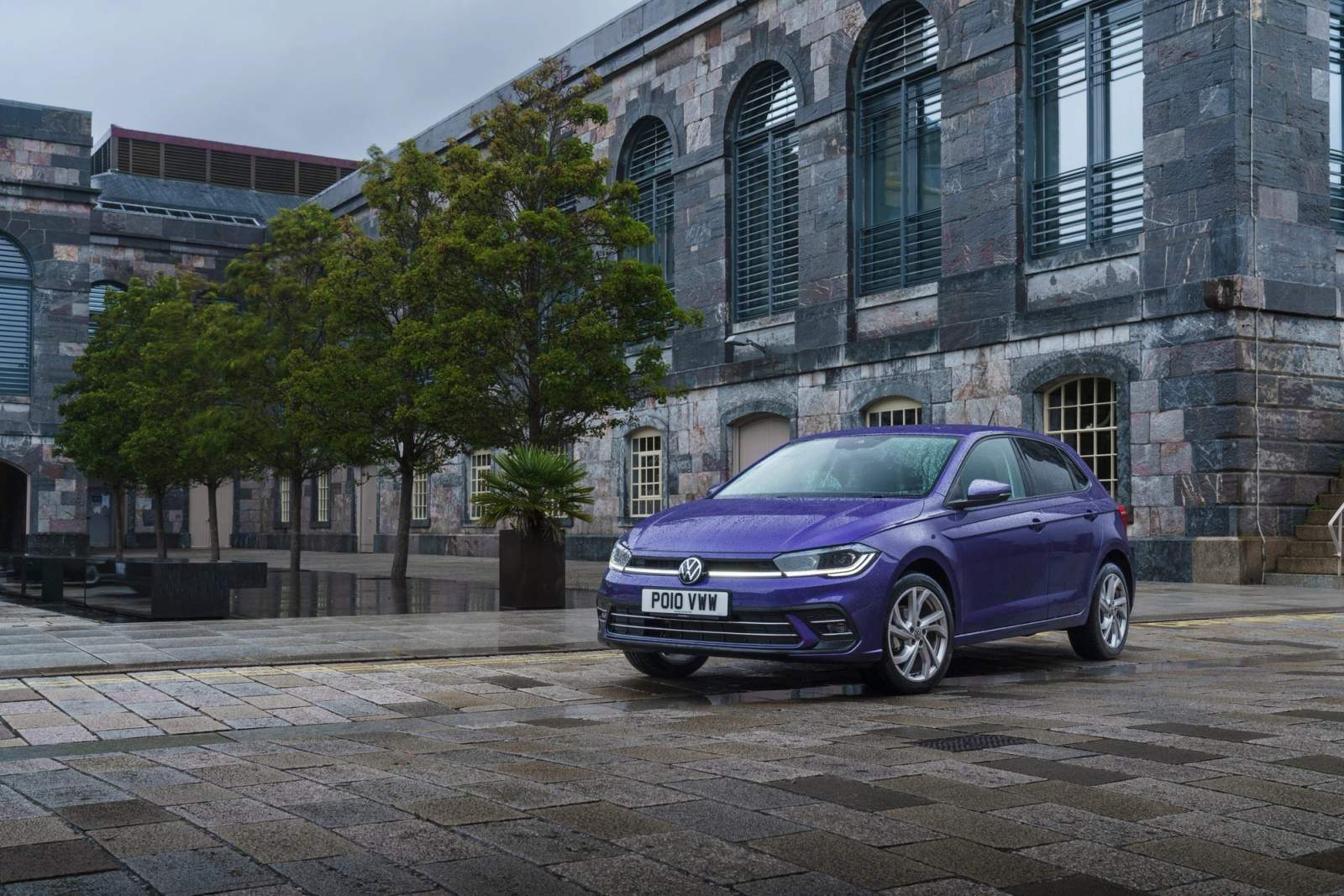 purple car parked