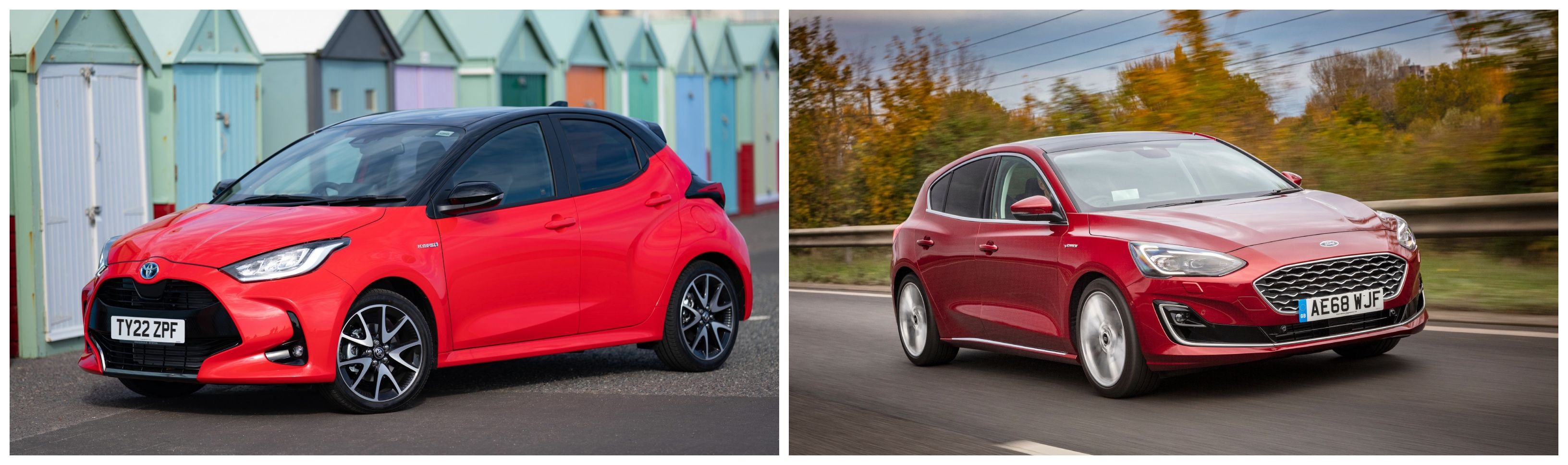 Toyota Yaris and Ford Focus driving