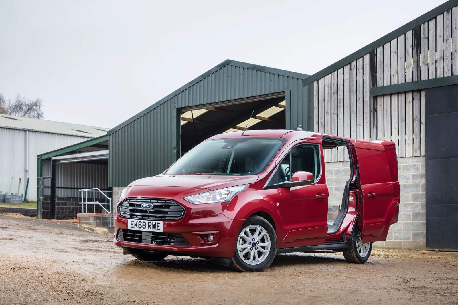 red van parked