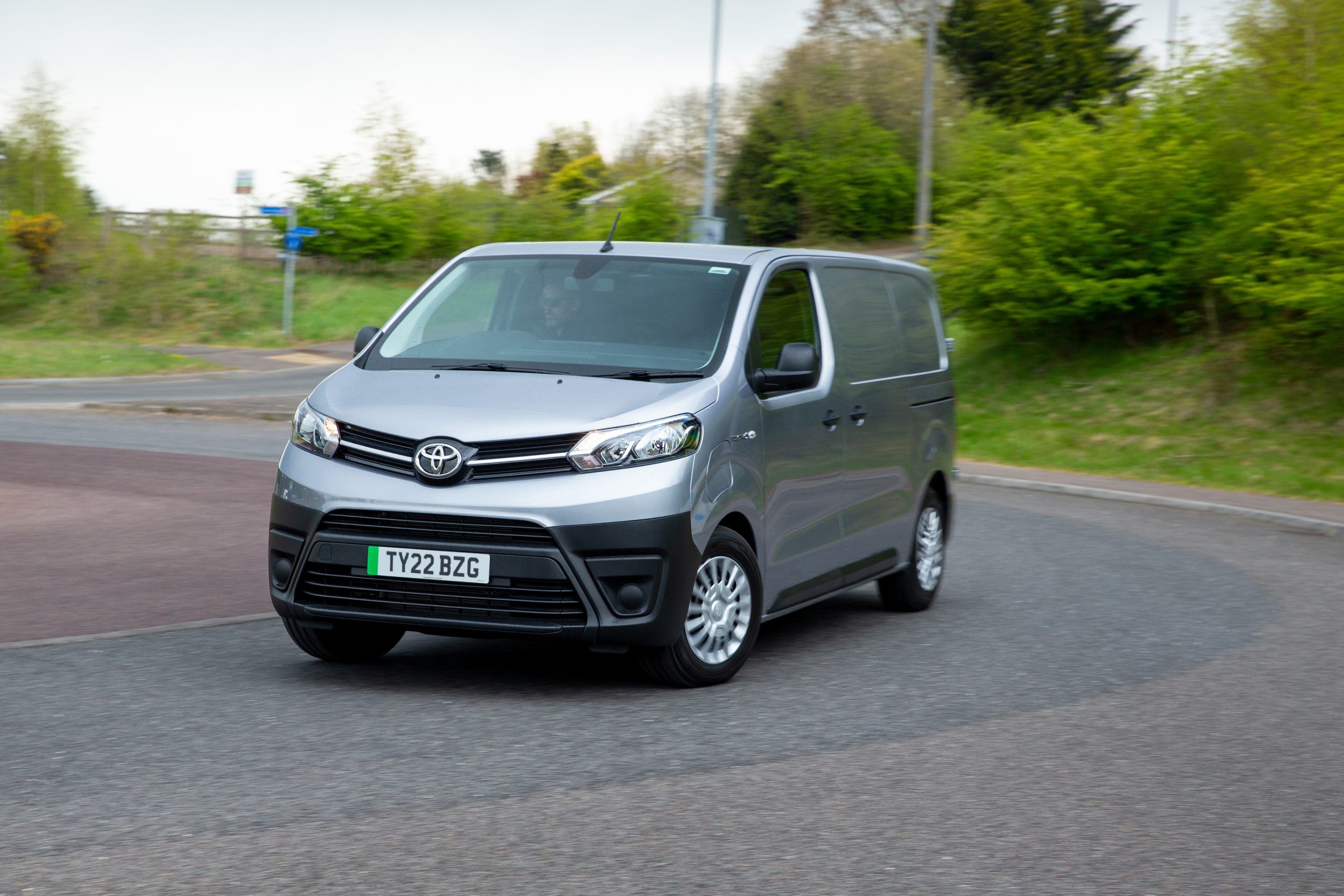 Grey Toyota Proace Electric driving
