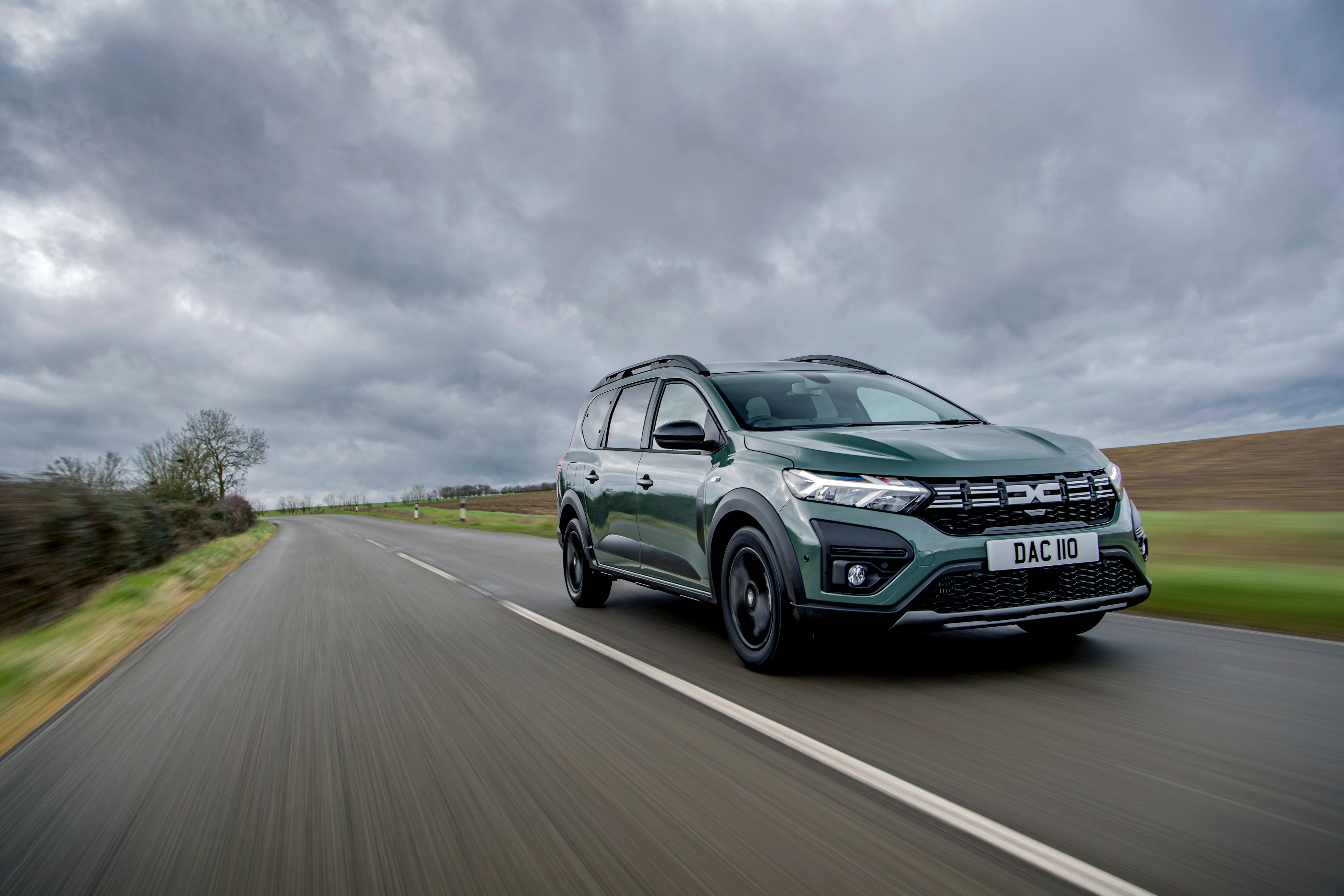 Green Dacia Jogger driving