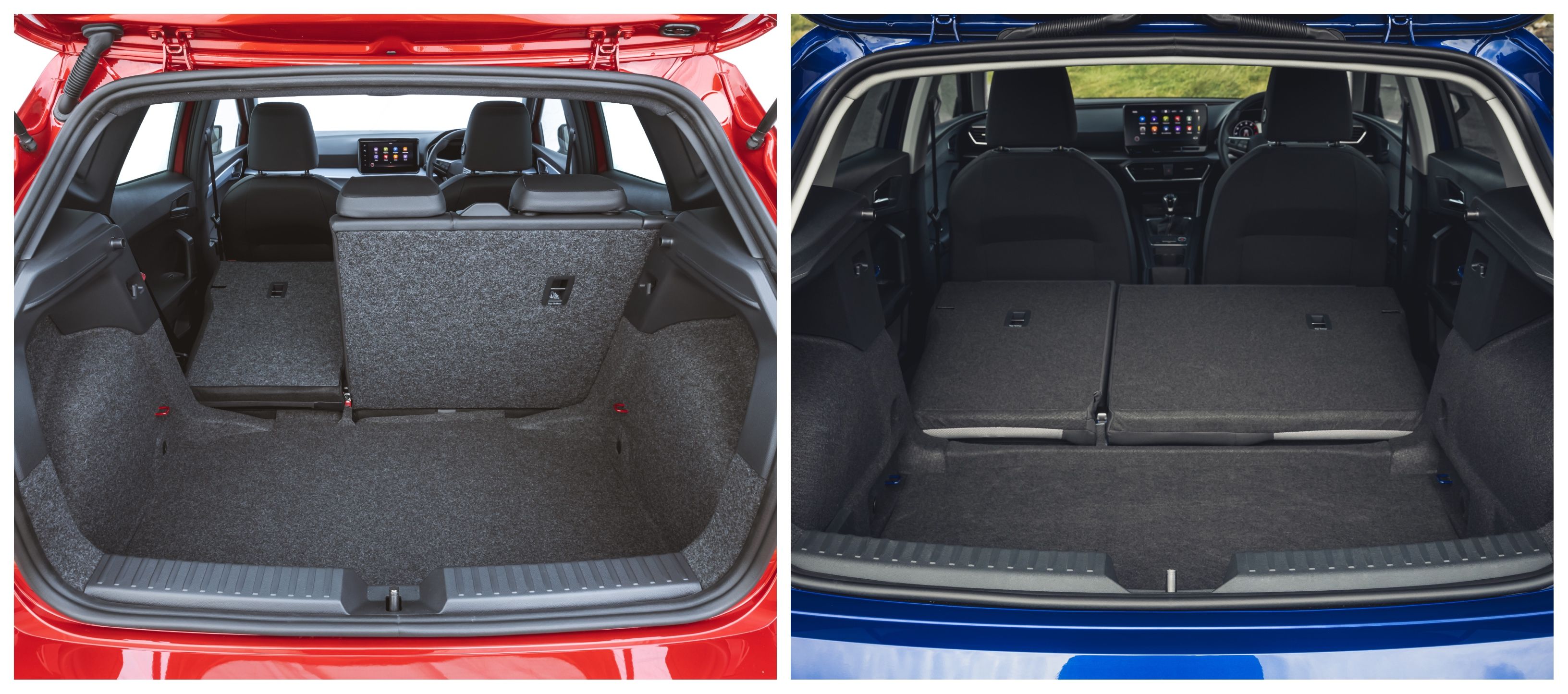 Seat Ibiza (left) and Seat Leon (right) boot spaces