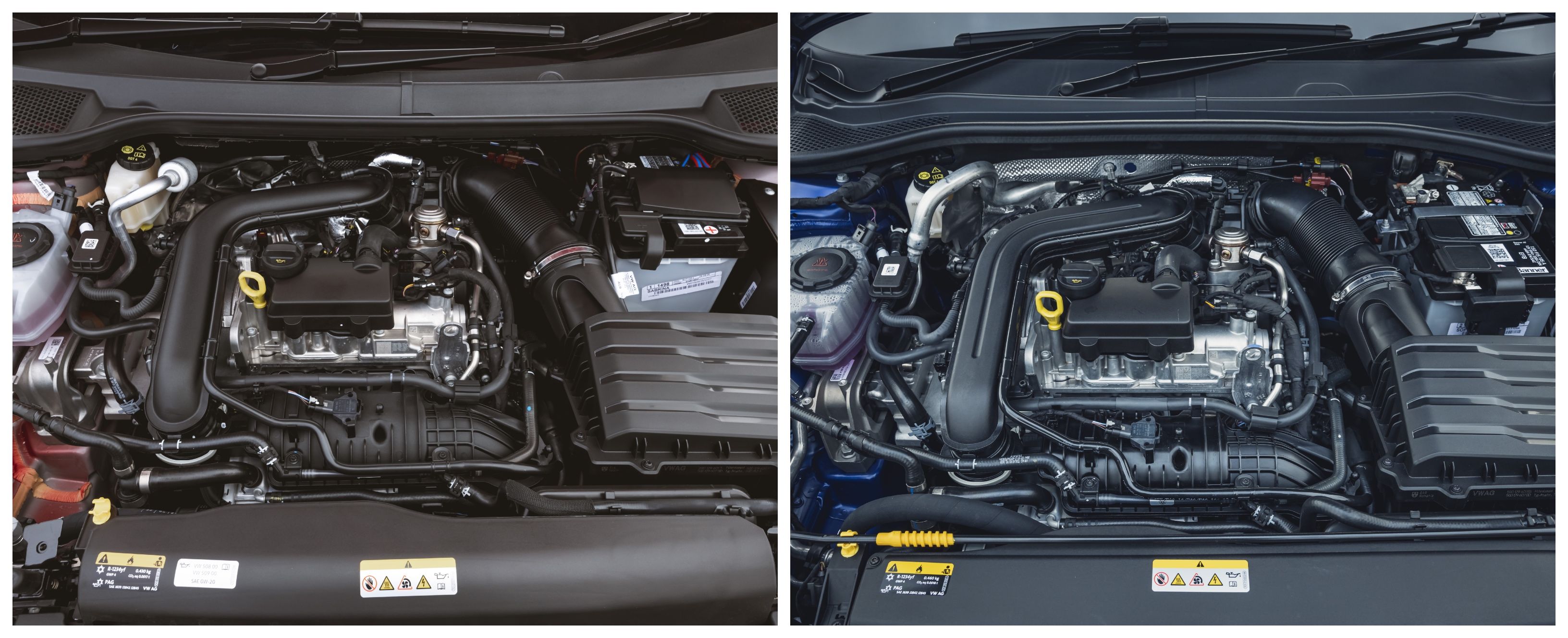 Seat Ibiza (left) and Seat Leon (right) engines