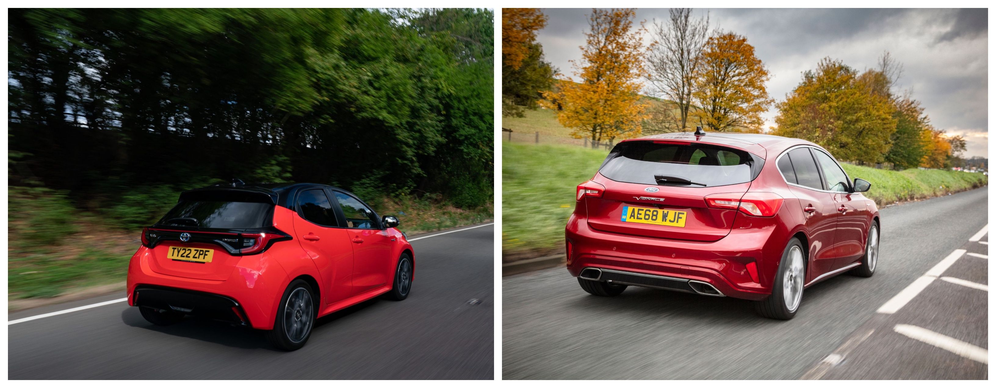 Toyota Yaris and Ford Focus rear driving