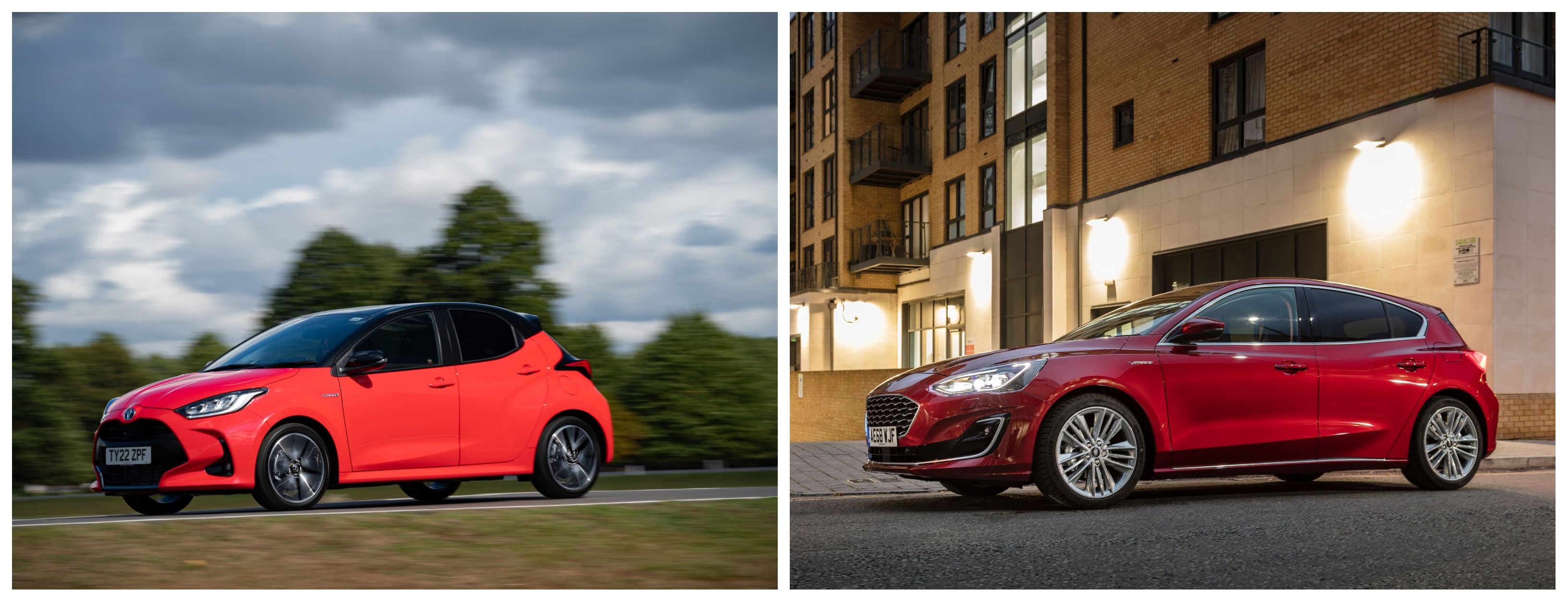 Toyota Yaris driving and Ford Focus