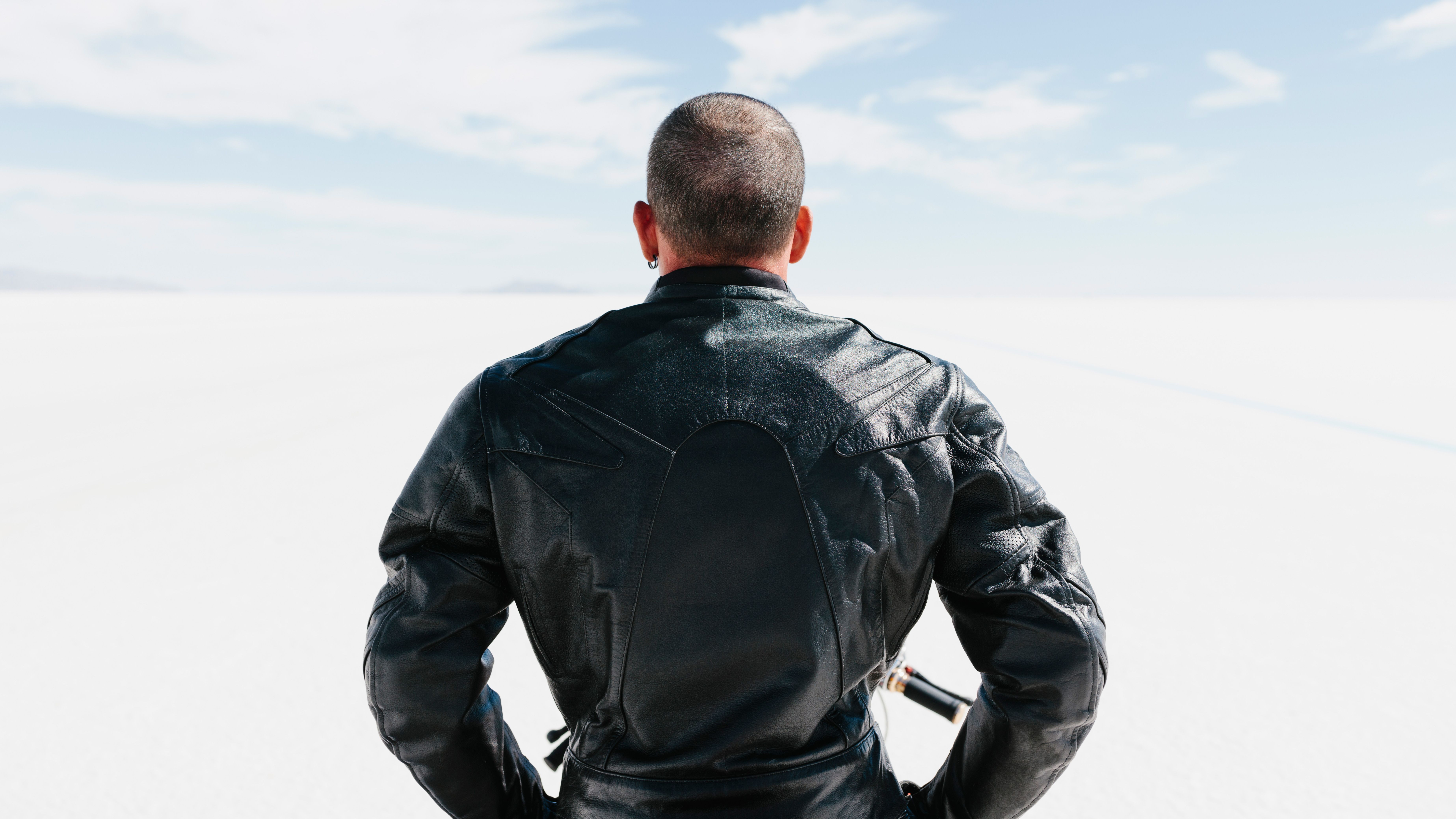 Man with motorbike back protector