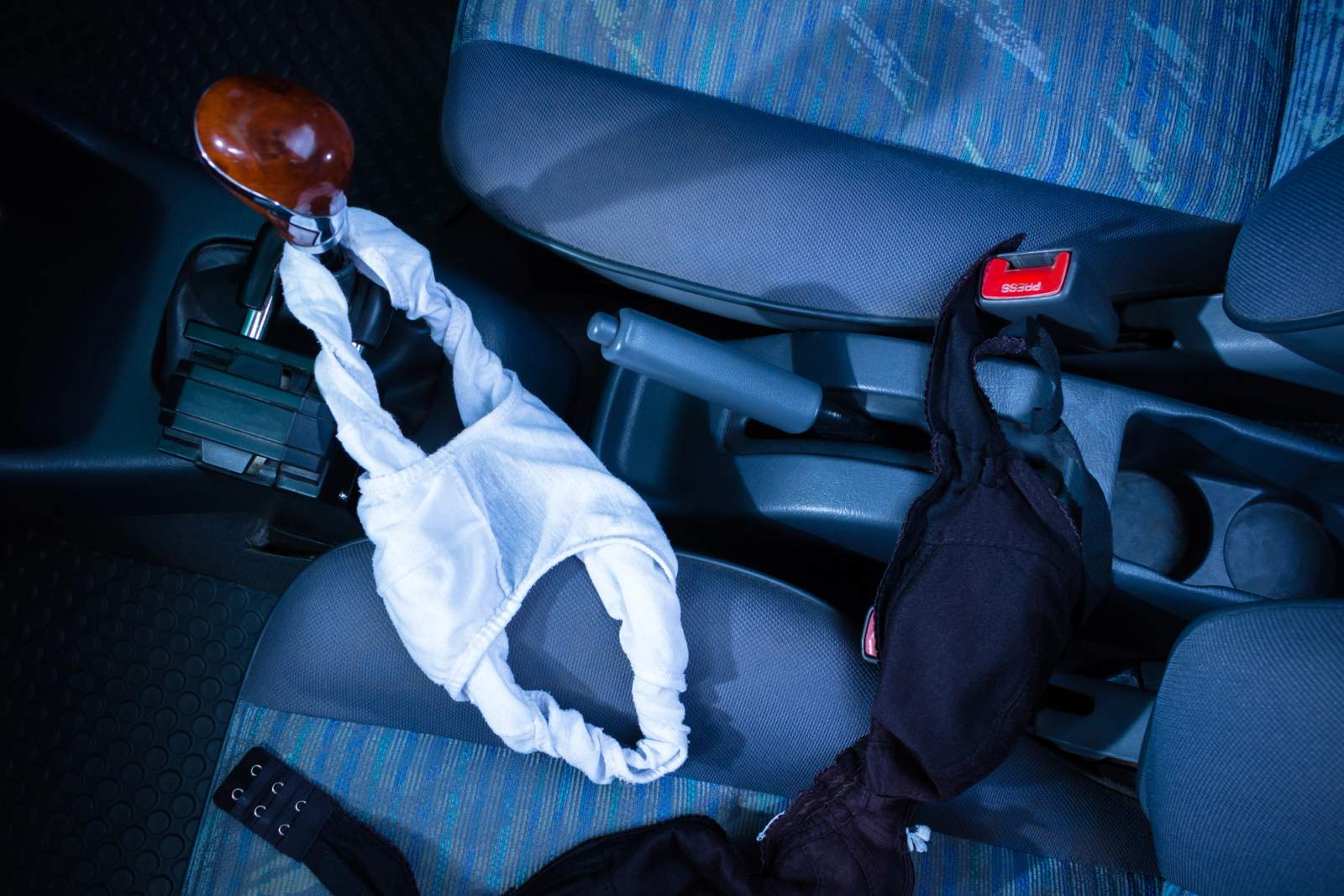 Car interior with underwear