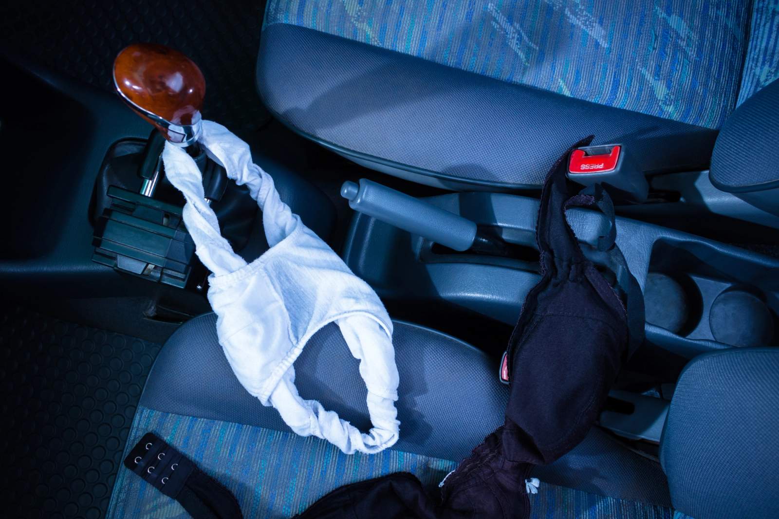 Car interior with underwear