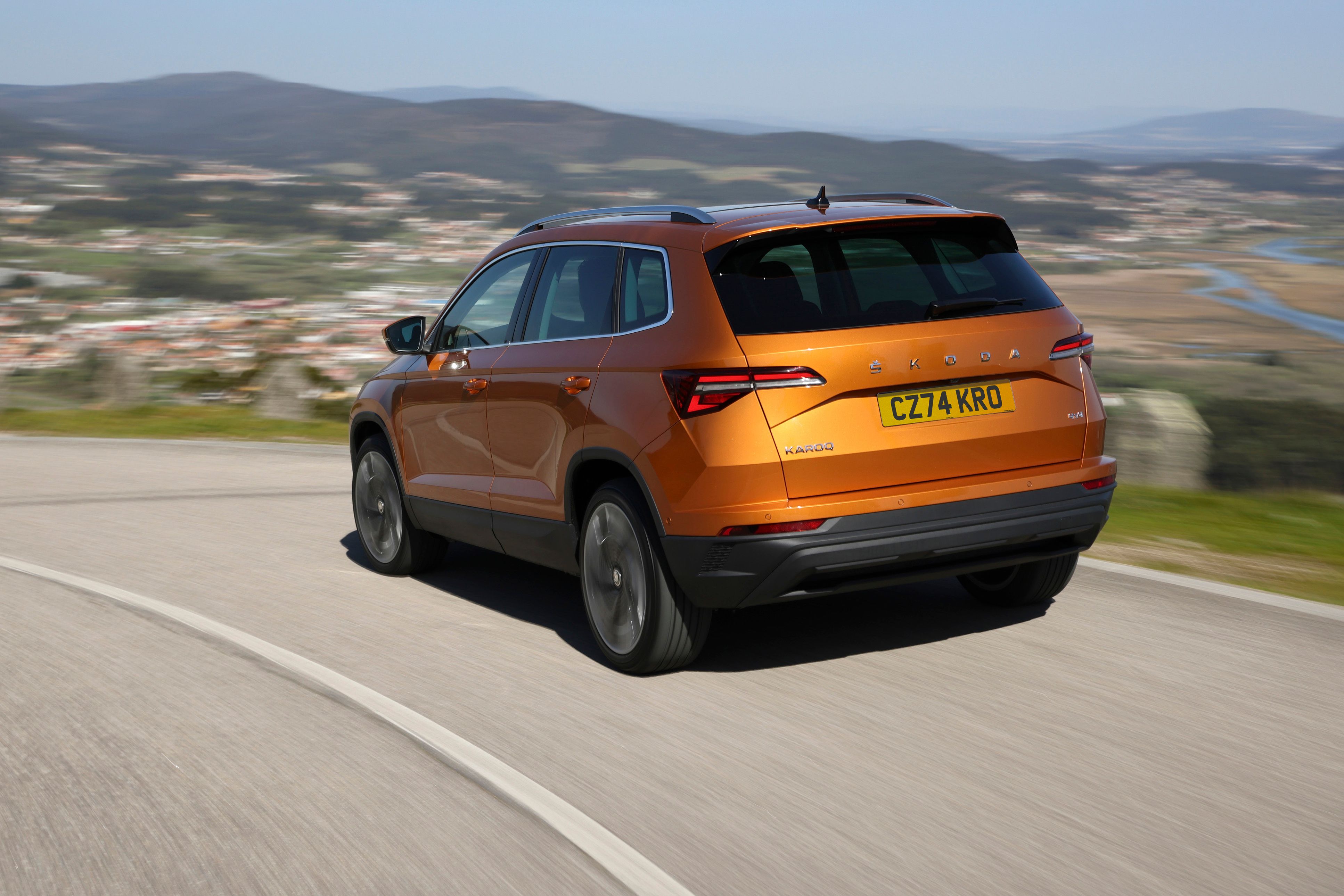 orange karoq driving