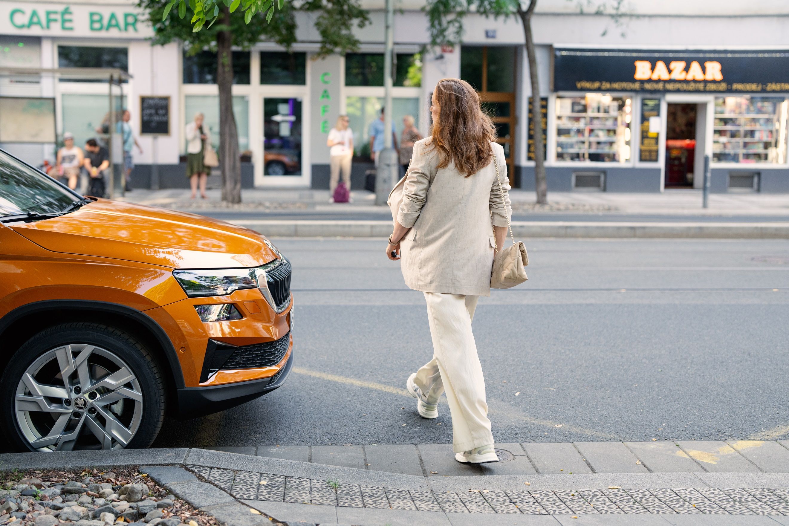 orange car parked
