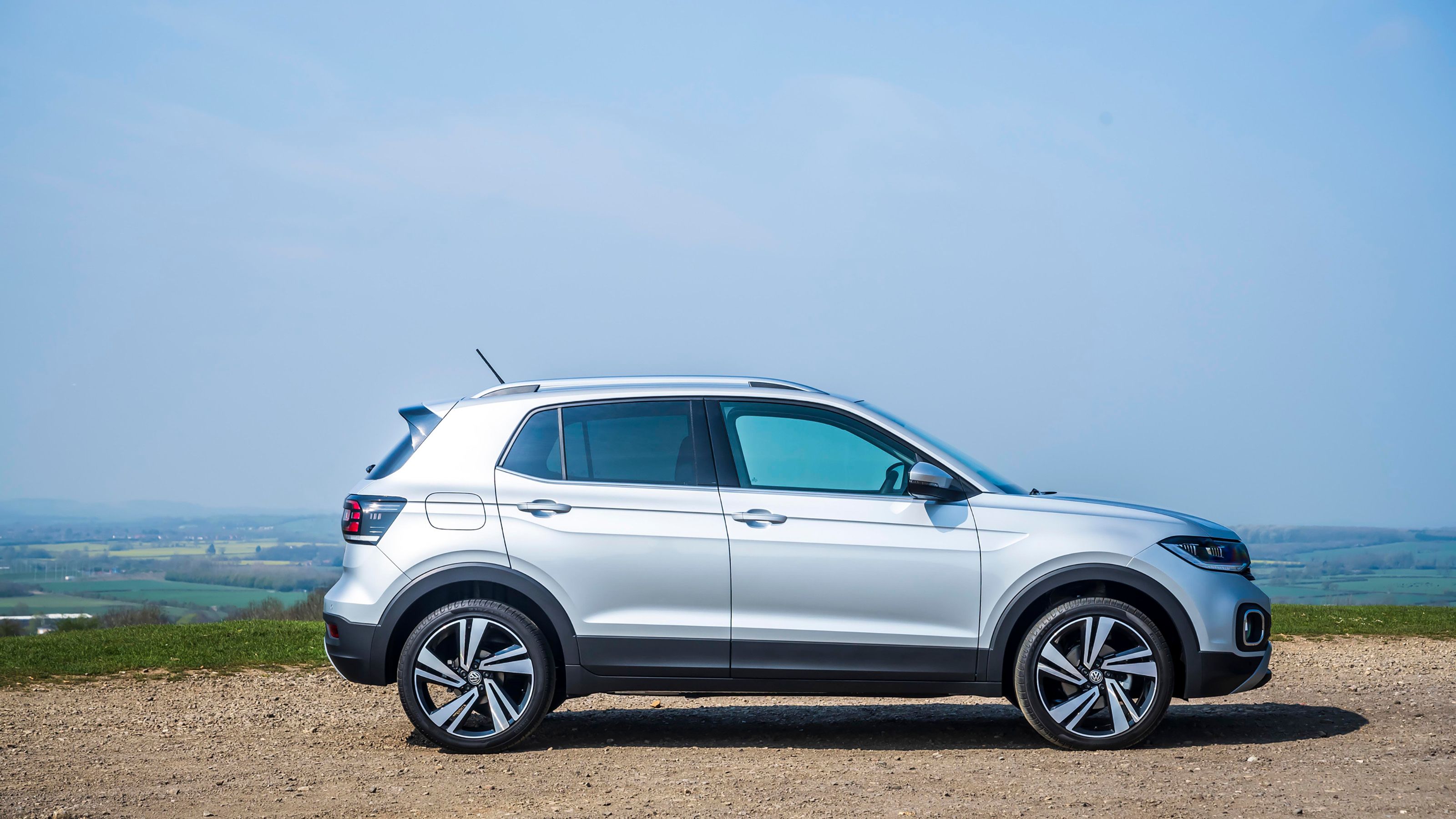 Silver Volkswagen T-Cross side