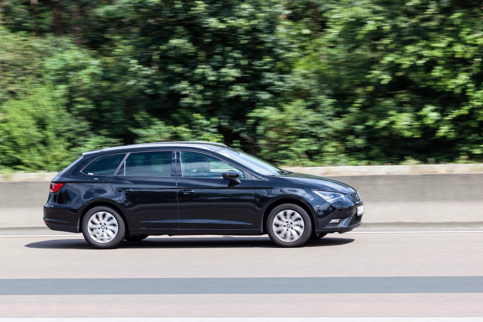black car on the road