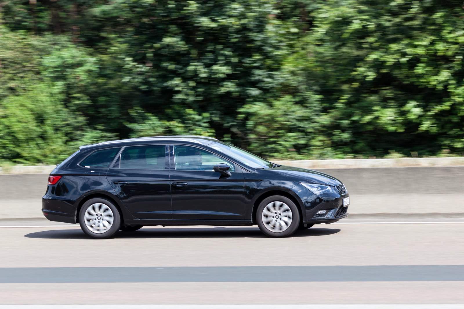 black car on the road