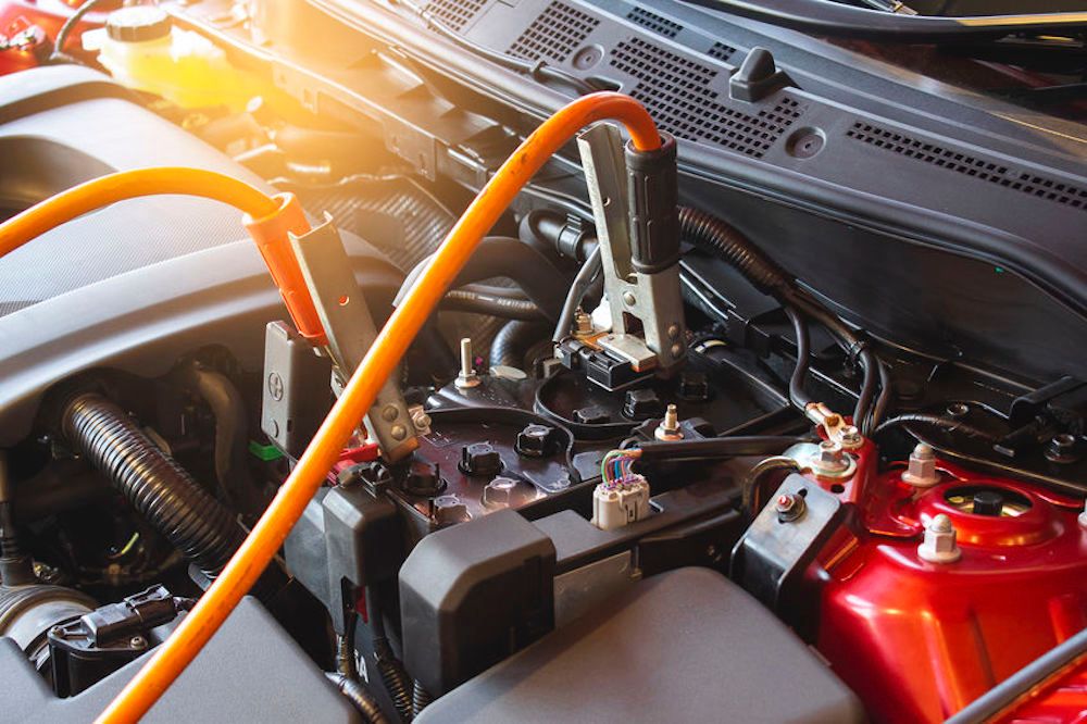 Car being jump-started