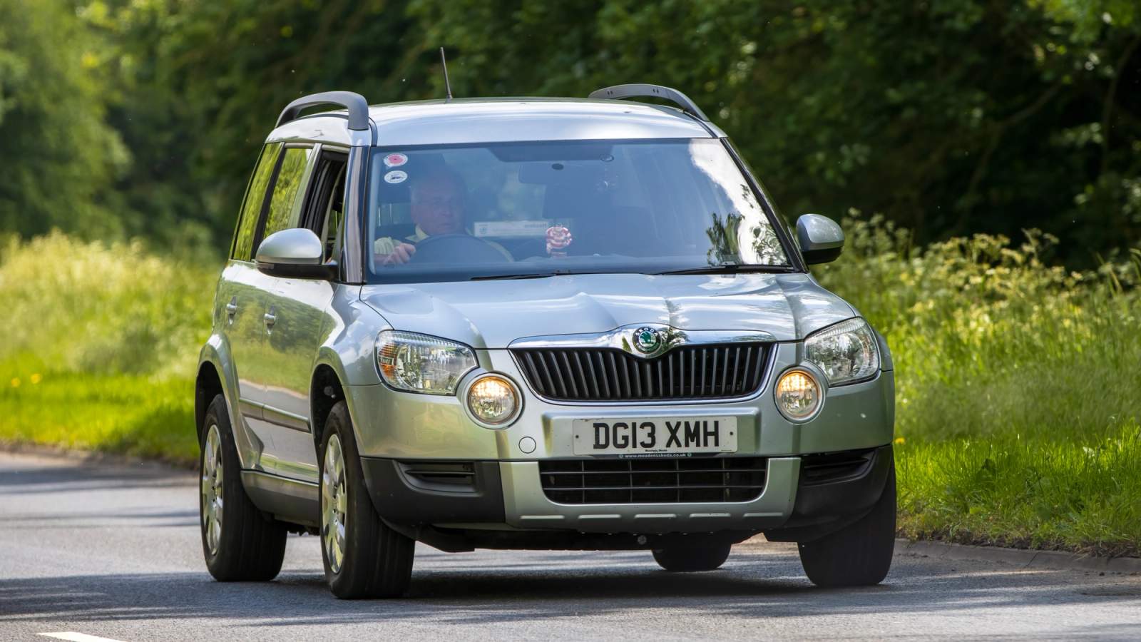 Silver Skoda on the road