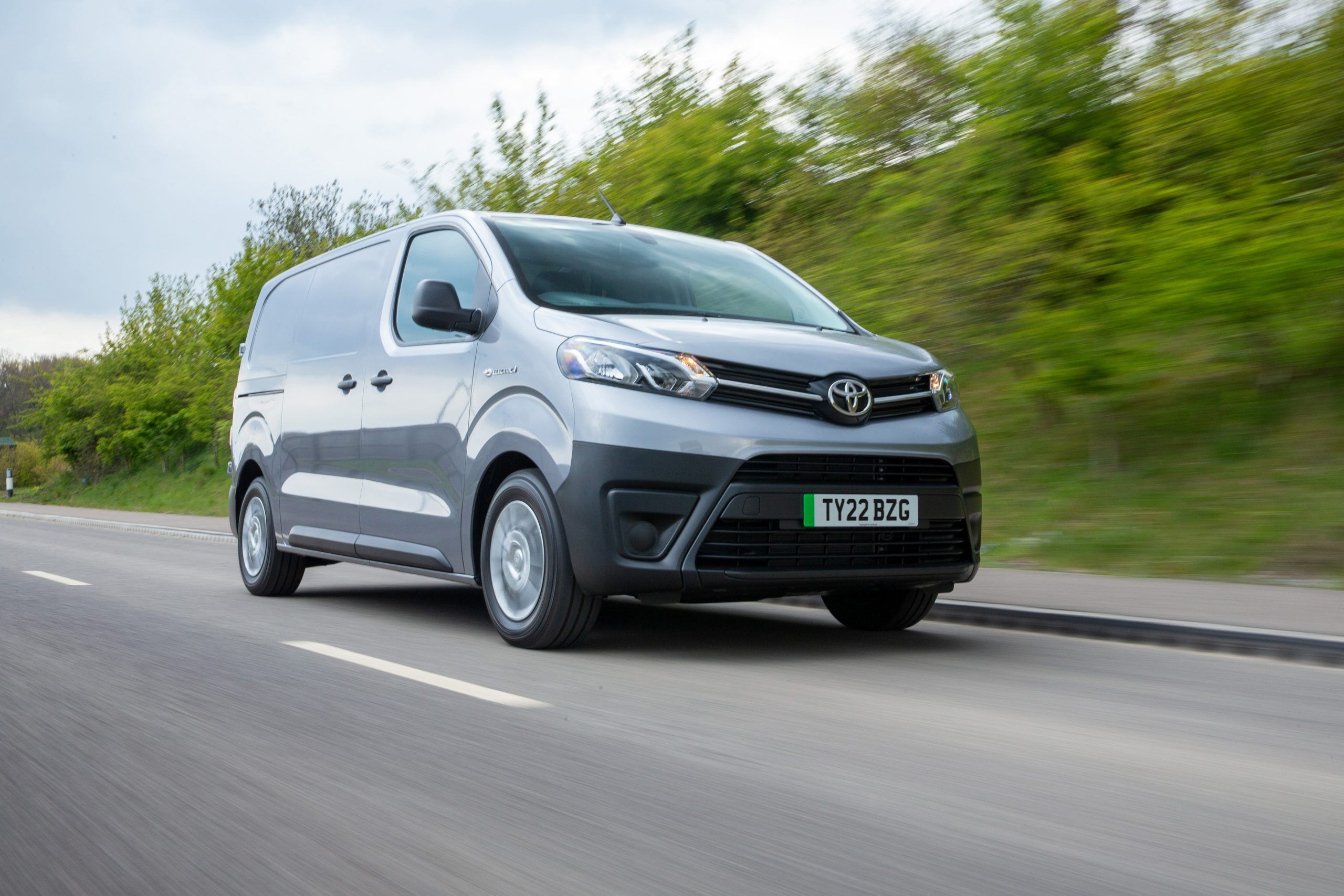 Grey Toyota Proace Electric driving