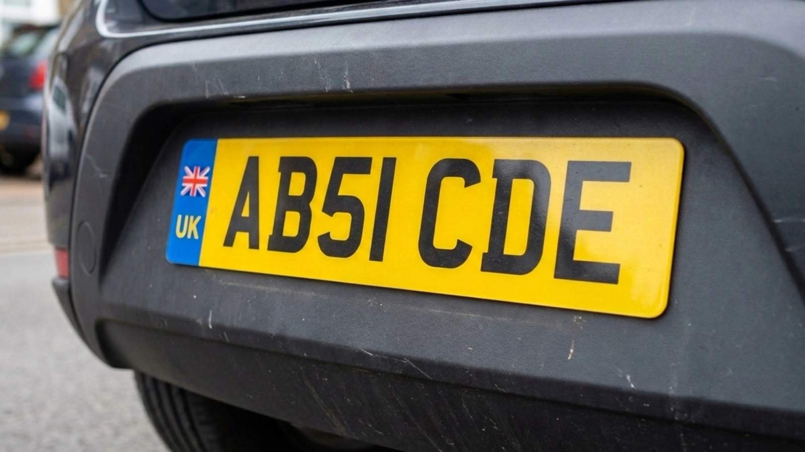UK number plate example on a car