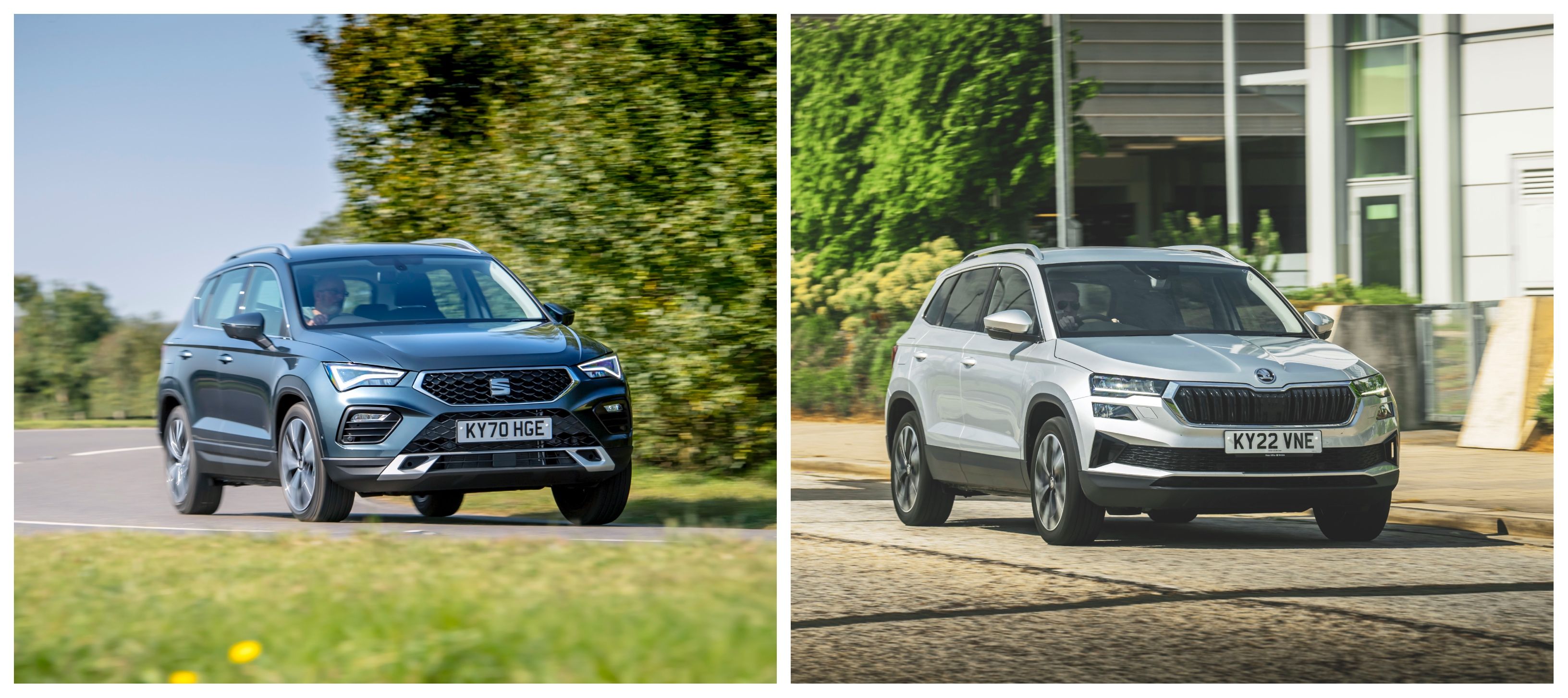 Seat Ateca and Skoda Karoq driving