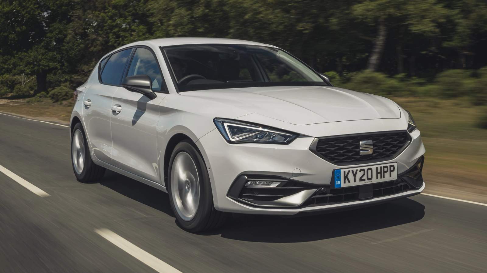 SEAT Leon in FR trim driving along a UK road
