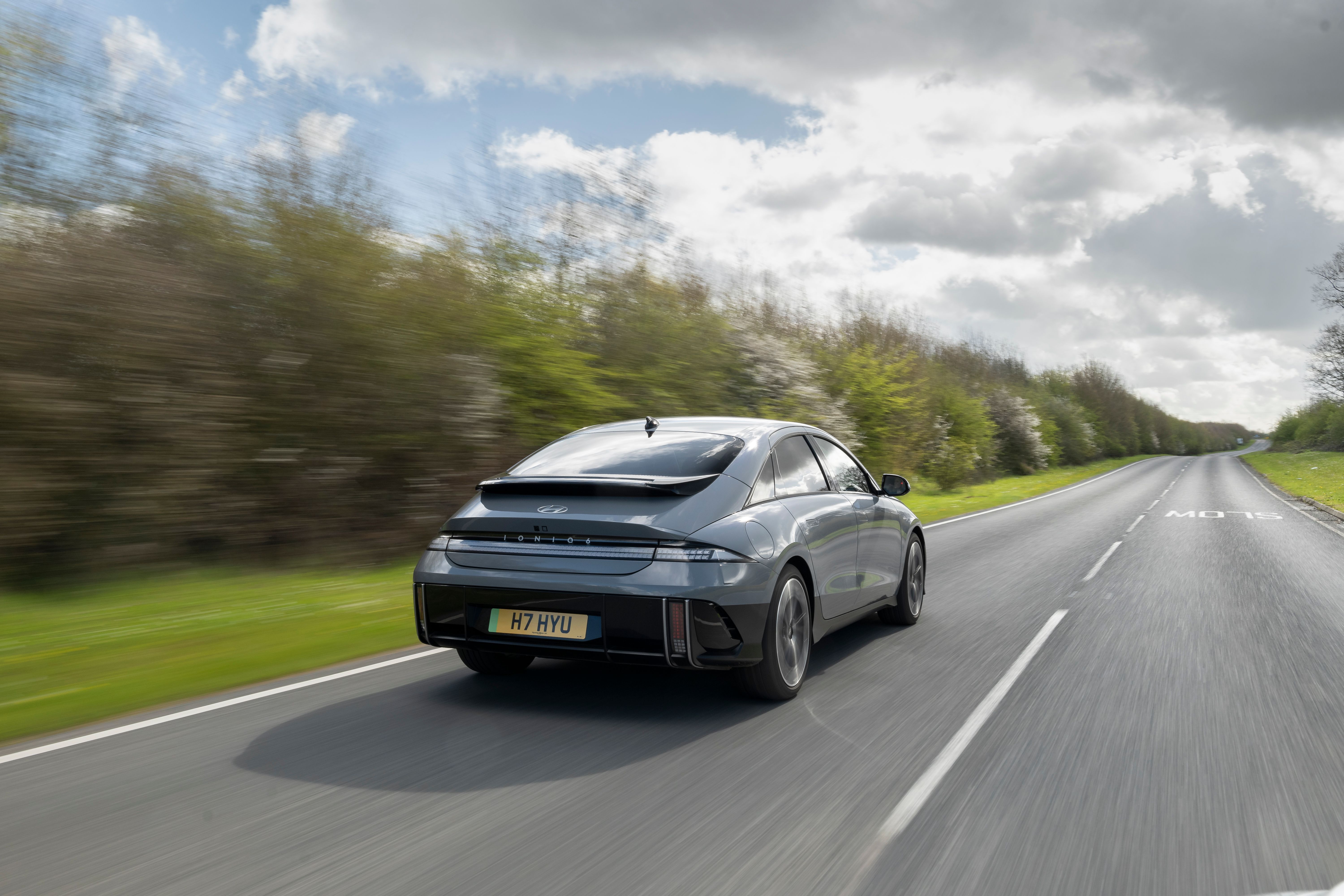 Grey Hyundai Ioniq 6 driving