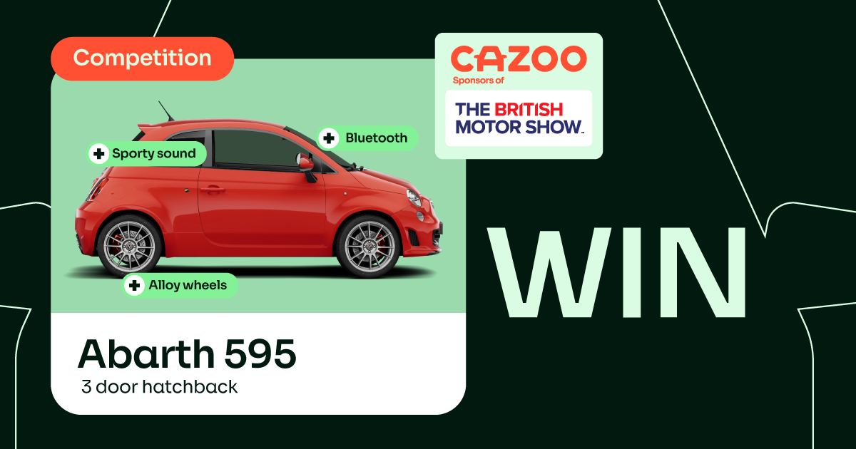 Cazoo competition at the british motor show - red car - Abarth 595