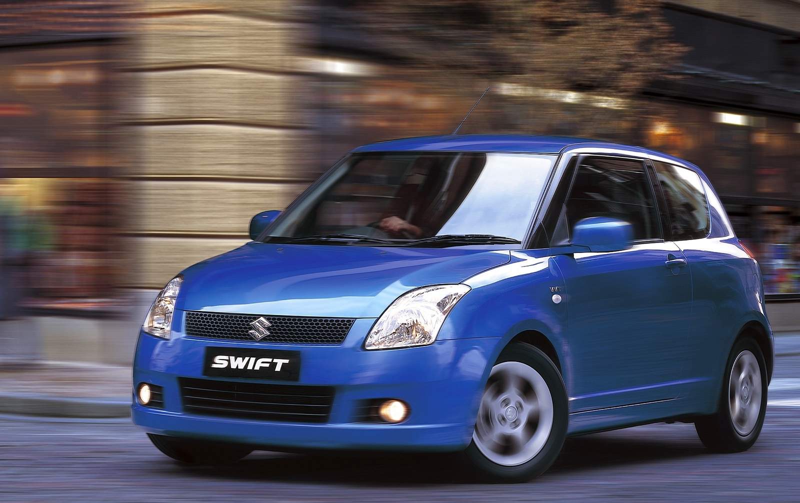 blue car driving