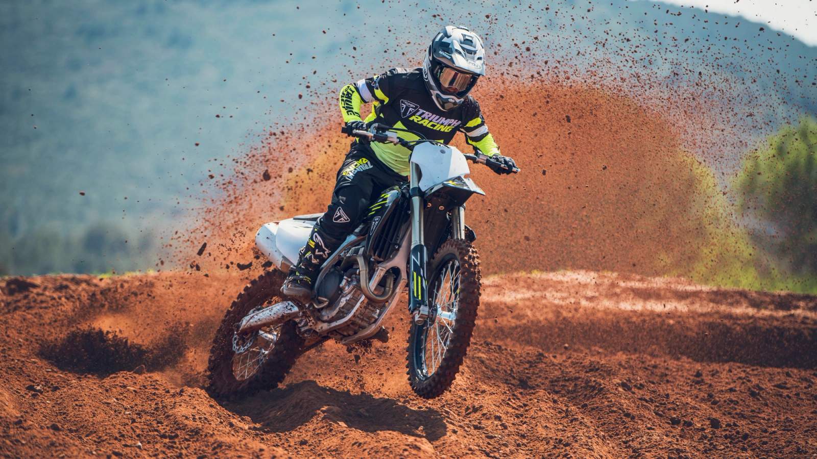 Triumph bike on off-road course