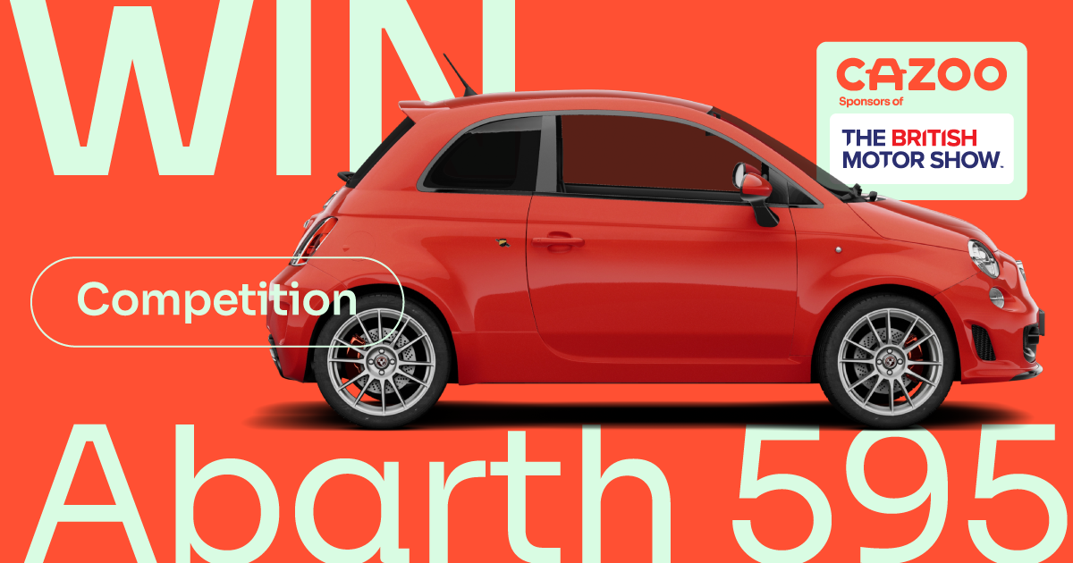 Cazoo competition at the british motor show - abarth 595 red car