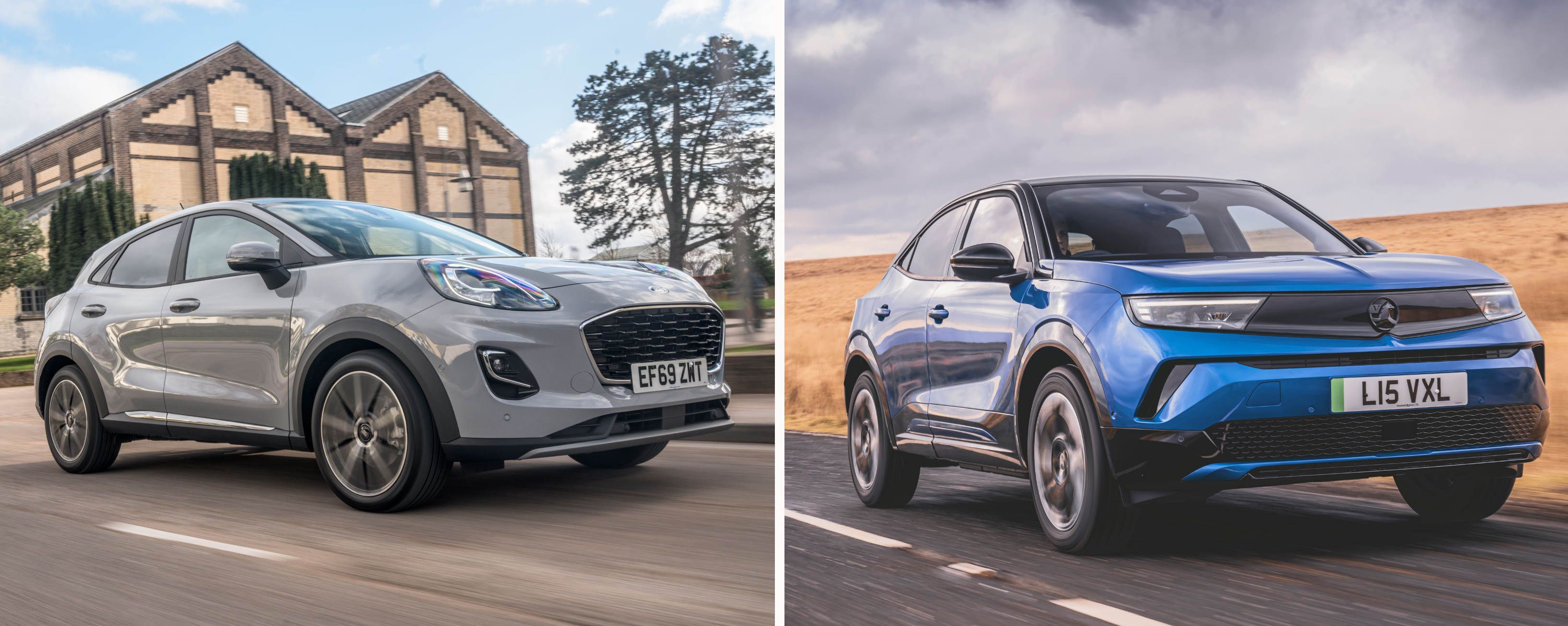 Ford Puma and Vauxhall Mokka driving