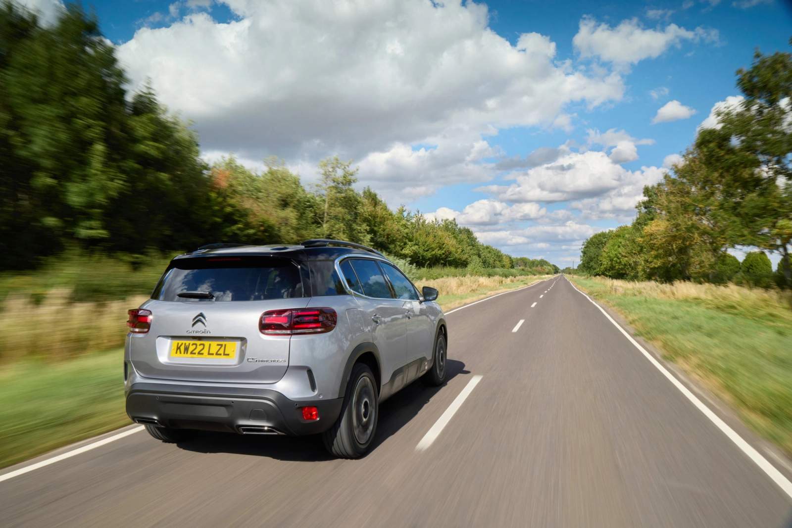 Silver Citroen C5 Aircross driving 