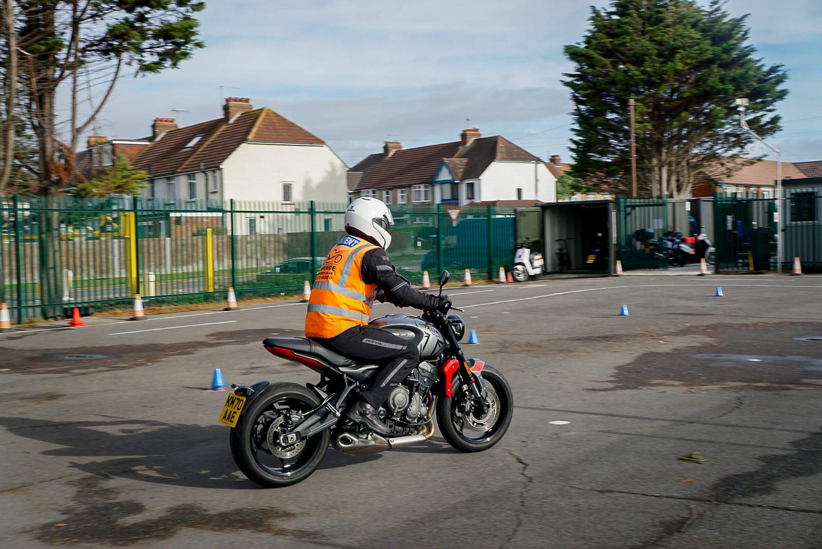 rider on motorcycle training ground 